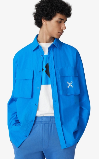 Kenzo Men Kenzo Sport 'little X' Shirt Jacket Cyan